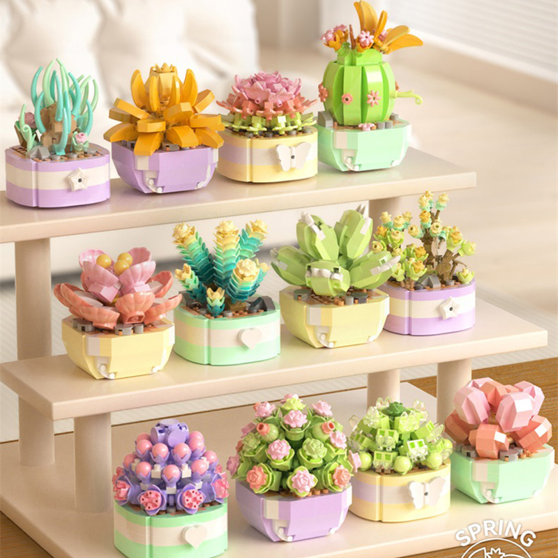 Bonsai Garden Lego - Çiçek Succulents Yapı Taşları Sonsuz Çiçek