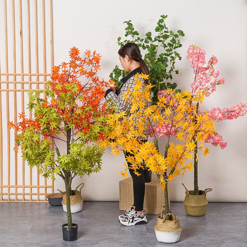 Bonsai Garden Restaurant - Yapay Kırmızı Akçaağaç Ağacı Saksı Ginkgo