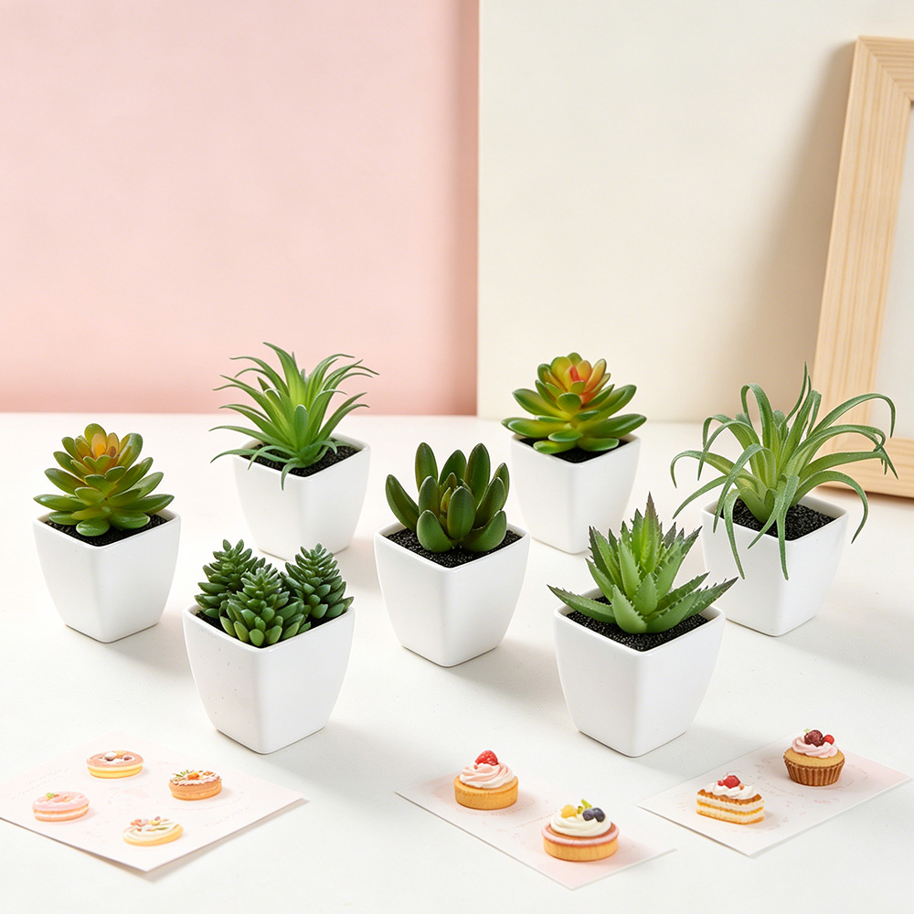 6 adet beyaz yapay etli saksı  - Bonsai Garden Restaurant incelemesi ve fiyatı